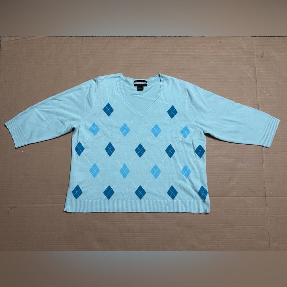 Women’s Light Blue Argyle Sweater